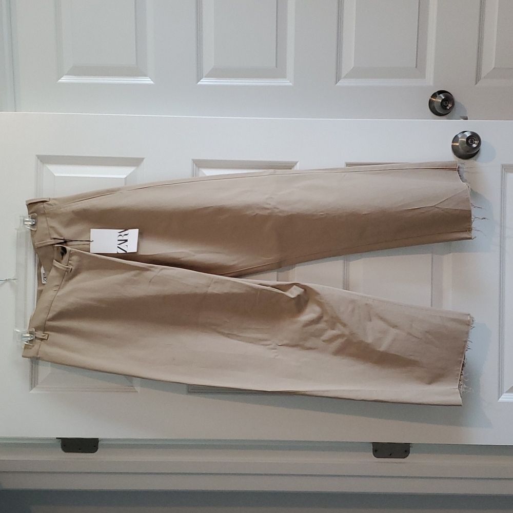 Zara khaki asymmetrical waist pants, size small.